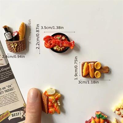 6Pcs/12pcs Miniature Resin Food Refrigerator Magnets Home