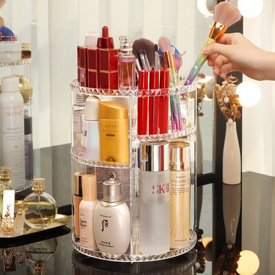 Rotating Makeup Organizer Spinning Skincare Storage Carousel