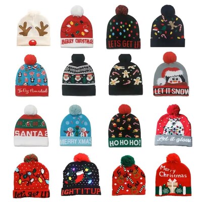 Cute Light Up Christmas Hat Flashing Led Snowman Winter Warm