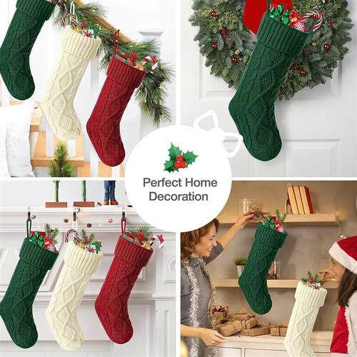Christmas Stockings For Kids Large Size Cable Knit Stocking