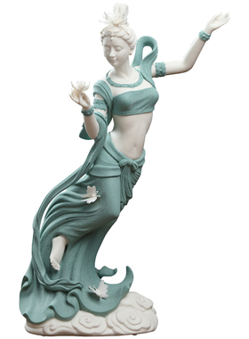 东方泥土 蝶恋摆件陶瓷人物美女雕塑工艺品客厅酒柜电视柜装饰品