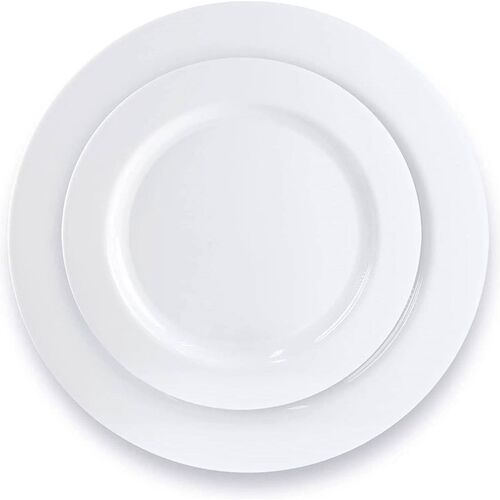 25 White Plastic Plates- Heavy Duty Disposable Dinner Plate