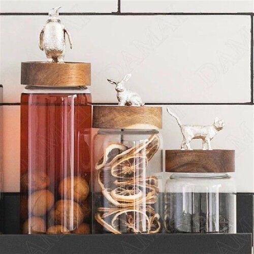 Silver Plating Glass Storage Jars Creativity Animal Kitchen