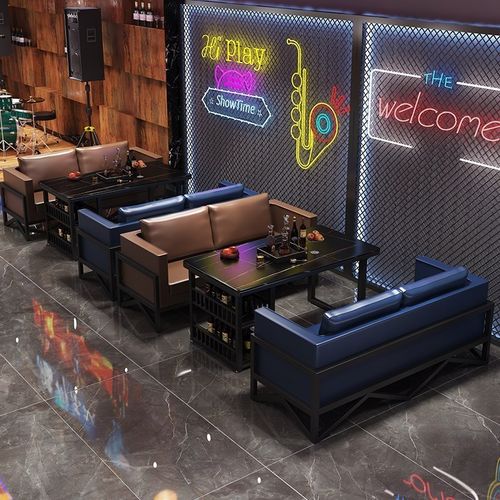 工业风酒吧卡座沙发音乐餐吧清吧小酒馆咖啡厅奶茶店桌椅人
