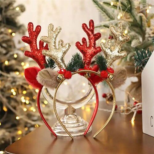 Christmas Headbands Sequins Reindeer Antlers Ears Hair Clips