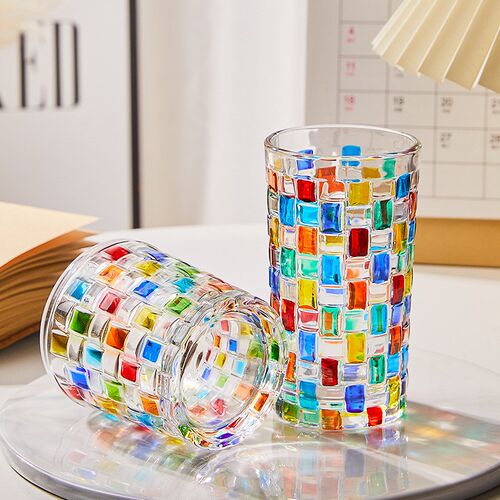 编织线条纹酒杯七彩杯 Braided stripe wine glass colorful cup