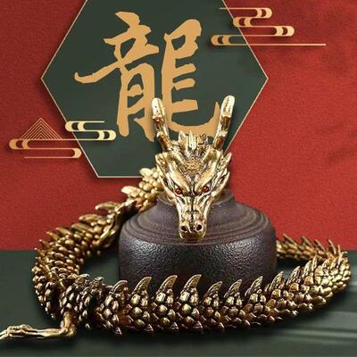 Chinese Movable-joint Alloy Dragon Figurine Home Room Festiv