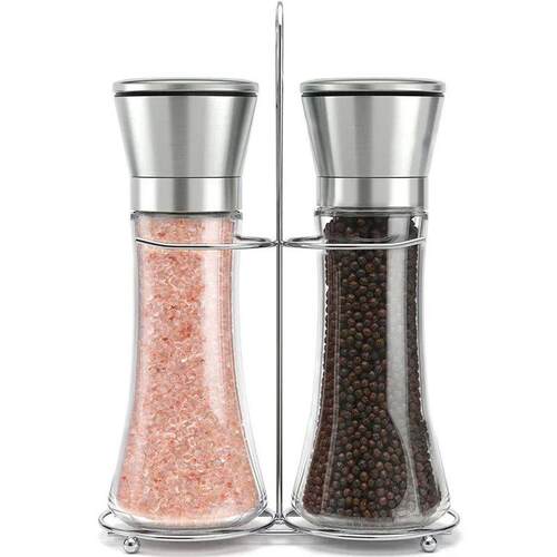 180/200ML Salt and Pepper Shakers Set with Stand Stainless S