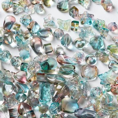 20g/lot Mixed Glass Beads Transparent Pendants Spacer Bead J