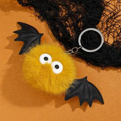 Cute Halloween Bat Devil Plush Pendant Keychain for Women Me