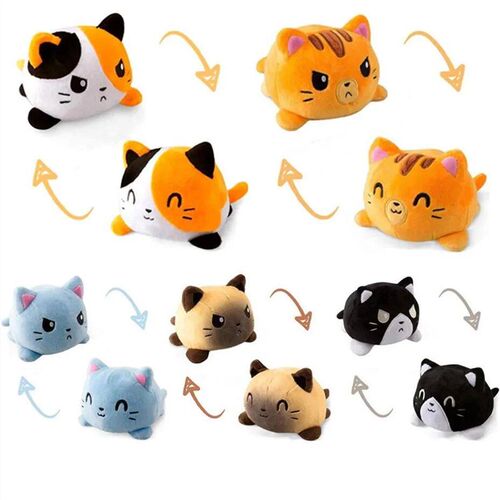 Double Sided Cat Gato Kids Flip Plushie Animals Peluches For