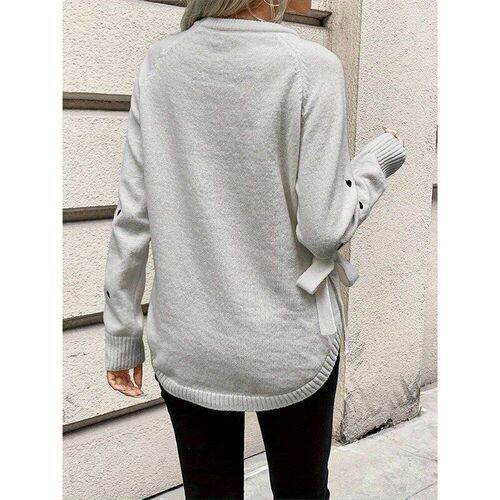 Plus Size Womens Round Neck Knit Sweater Love Heart Pattern