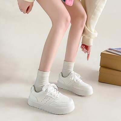 Spring Thick-soled Fashion White Shoes Womens 2025 New Expl