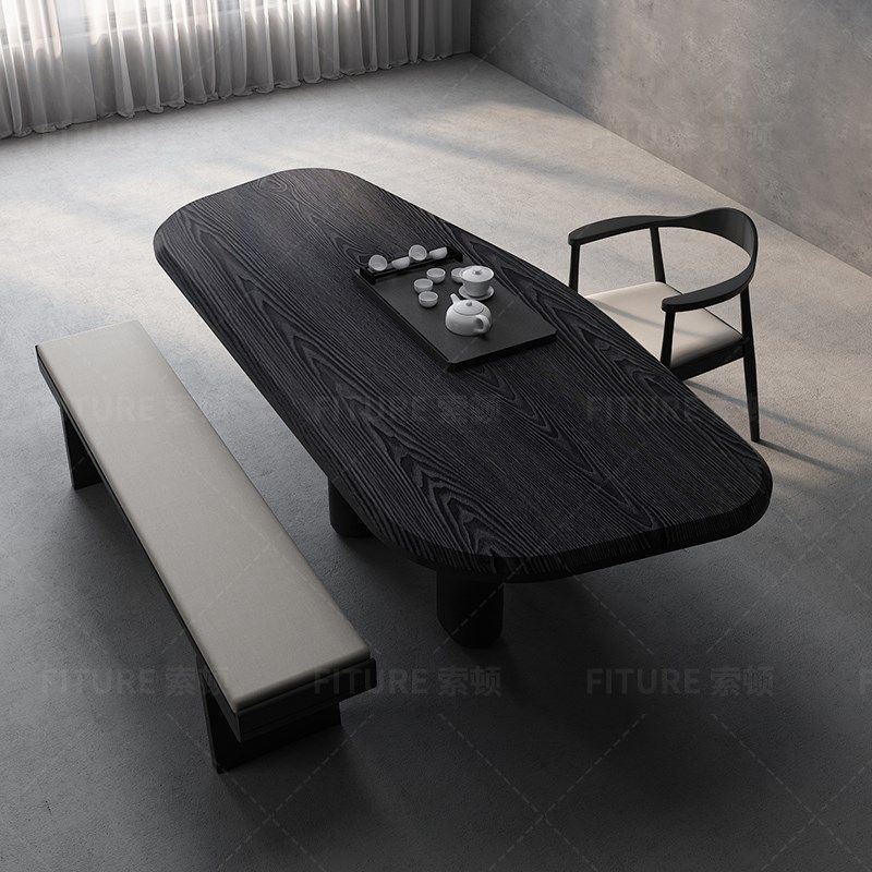 侘寂风碳化异型餐桌茶桌一体设计师客厅桌椅阳台实木饭桌,住宅家具,家用茶台/茶桌,淘宝优惠券,粉丝福利购,淘宝优惠卷