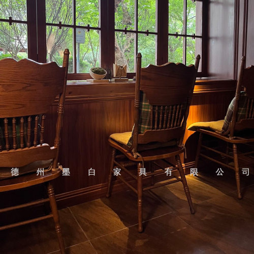 白蜡木美式法式复古风做旧餐椅民宿酒店餐厅酒吧设计师椅子温莎椅