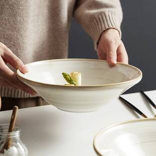 8英寸盛汤碗家用大号盆陶瓷高级感10寸面日式大碗水煮线纹碗菜鱼