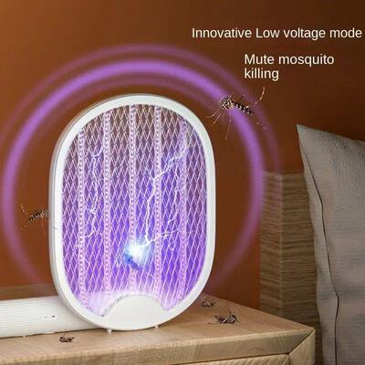 Multi functional foldable electric mosquito swatter USB rech