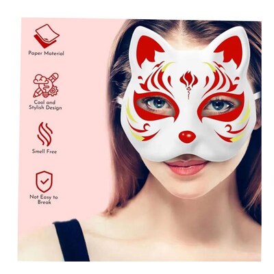 3-30Pcs Cat Fox Mask Halloween Blank Mask Costume for Kids A