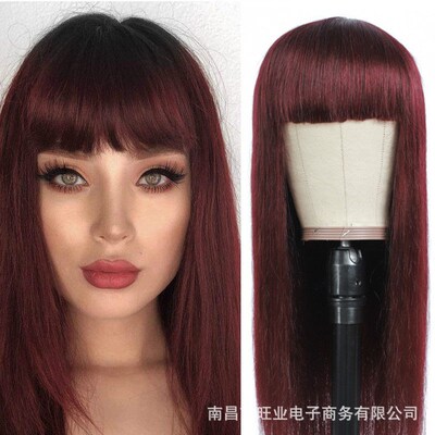 Wig Womens Long Straight Hair Black Long Hair Fashion Chemi