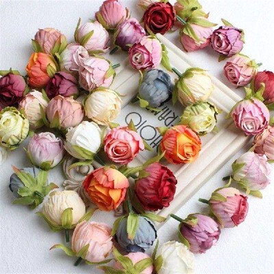 20Pcs 4*5cm Silk Rose Artificial Flower Heads Fake Flower