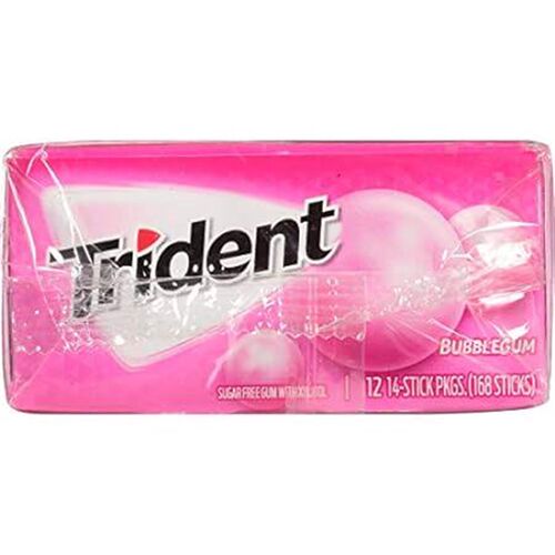 Trident Sugar Free Bubblegum, 14 count per pack - 144 per