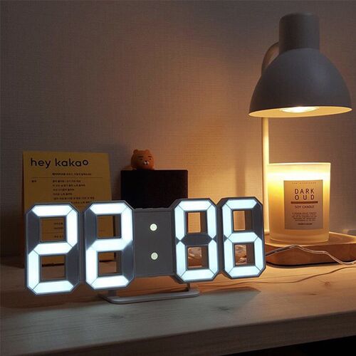 3D LED Digital Alarm Clock Three-dimensional Wall Clock Hang