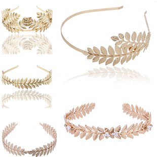 Headband Cro European Goddess Leaves Branch Gold Greek Metal