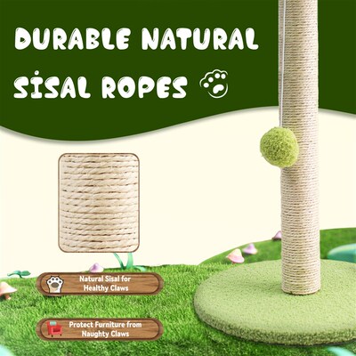 Cat Scratching Post for Kitten Cute Green Leaves Cat Scratch