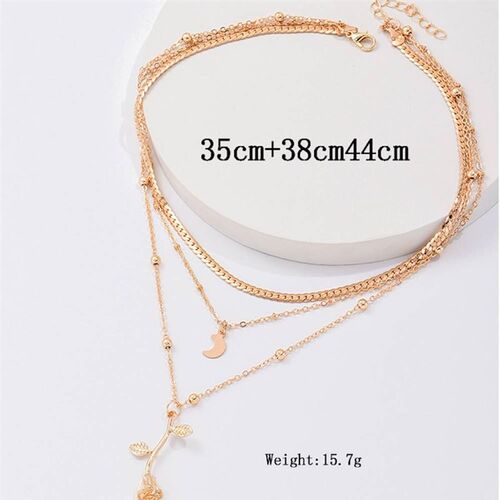 bls-miracle Bohemia Multilayer Moon Gold Pendant Necklaces F