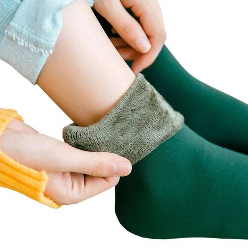 Socks womens Winter Warm Thickened Velvet Solid Color Soft