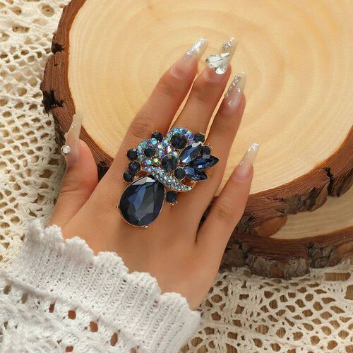 New Luxury Big Flower Rings For Women Exaggerated Statement
