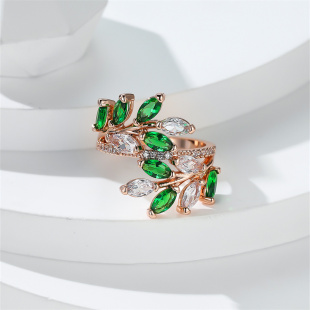 Blue Green Leaf Cut Rings Zircon Royal Pink Marquise Purple