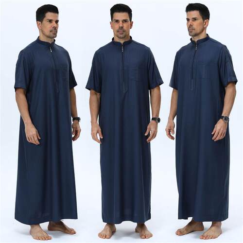 High Quality Thobe Men Arab Morocco Long Thawb Robe Shirt