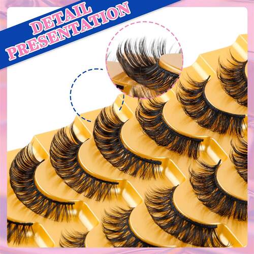 Lanjinglin 3/8/10 Pairs Natural Long False Eyelashes Dramati