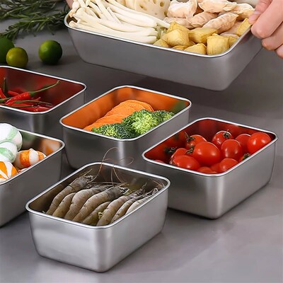6-Piece Stainless Steel Food Storage Containers Set With Lid
