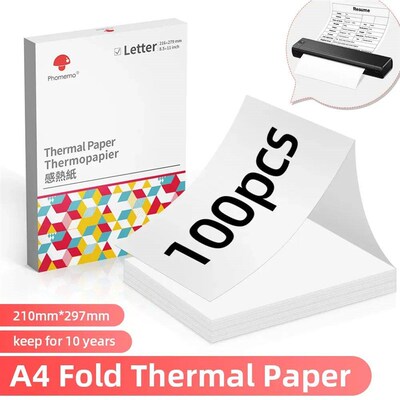 100 Sheets Phomemo A4 Paper Thermal Paper Fold Continuous Pr