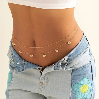Classic Retro Cute Butterfly Waist Belly Chain for Women Sum