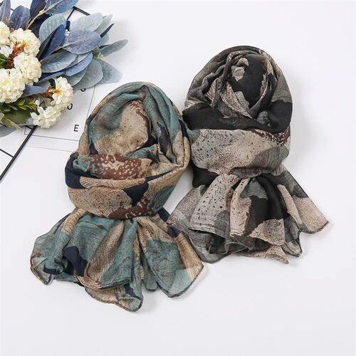 2023 Autumn New Fashion Retro BIG Floral Viscose Scarf Lady