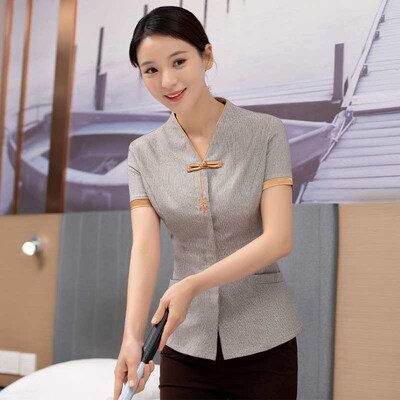 Cleaning Work Clothes Summer Short-sleeved Female Male Linen