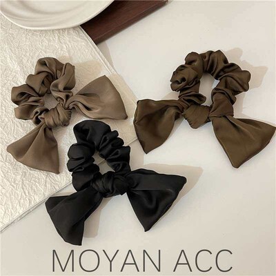 Texture high-grade satin bow large intestine hair ring headd