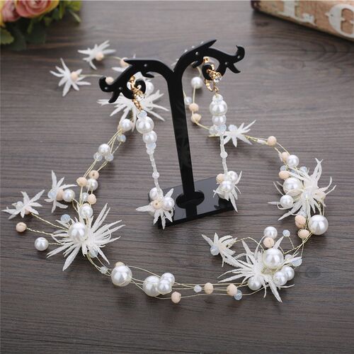 Bridal Headdress Fairy Flower Princess Korean Hairband Earri