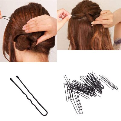 50pcs beauty hair pins thin u shape hair bobby pin black met