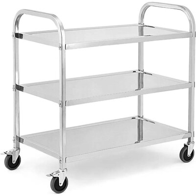 3 Tier Stainless Steel Utility Cart, 265Lbs Metal Utility Ca