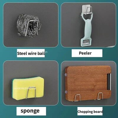 Kitchen Stainless Steel Sink Sponges Holder Self Adhesive Dr