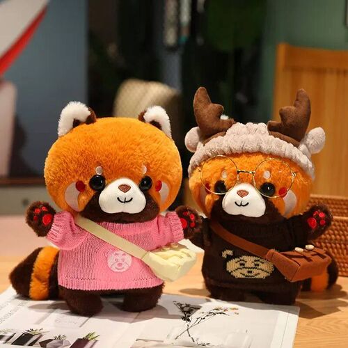 30cm Lovely Raccoon Turn Red Panda Cosplay Dress Up Plush To
