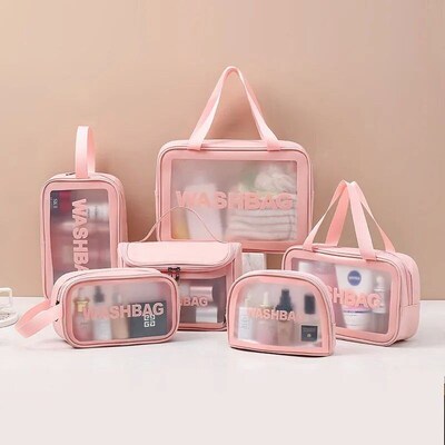 Women Travel Pink White Make Up Bags Girl Cosmetic Bag Makeu