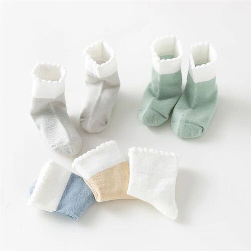 5Pairs/lot 0-2Y Baby Socks Summer Cotton Solid Colorful Kids