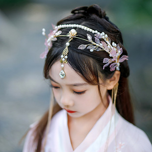 Long Tassel Headbands Hairband Simulated Pearl Leaf Tiaras a