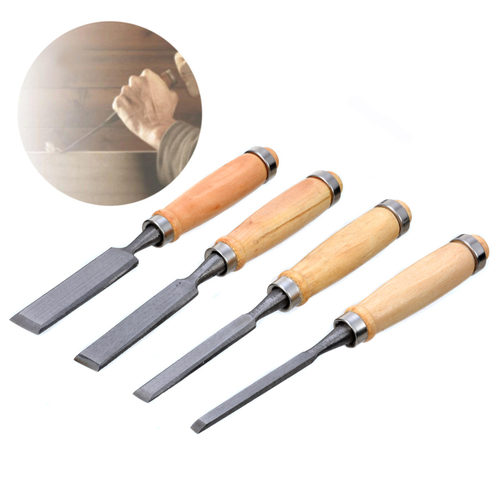 New 4Pcs 6/12/18/24mm Wood Carving Chisels Flat Chisel DIY