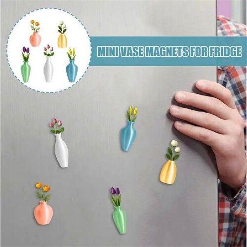 Small Vase Magnets For Fridge 3D Plant Fridge Magnets Cute